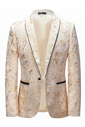 Vit Jacquard Blazer för män